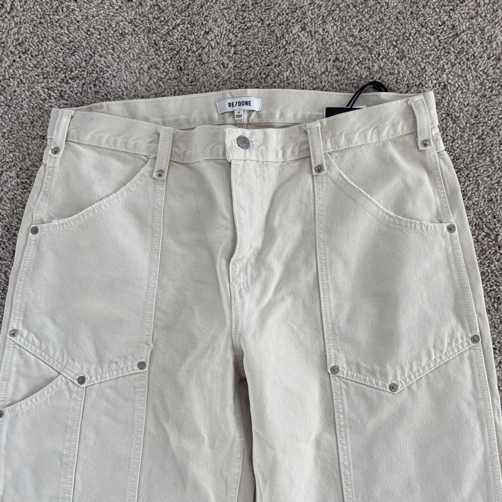 Re/Done Beige Utility work ware Pants Jeans - Picture 4 of 9